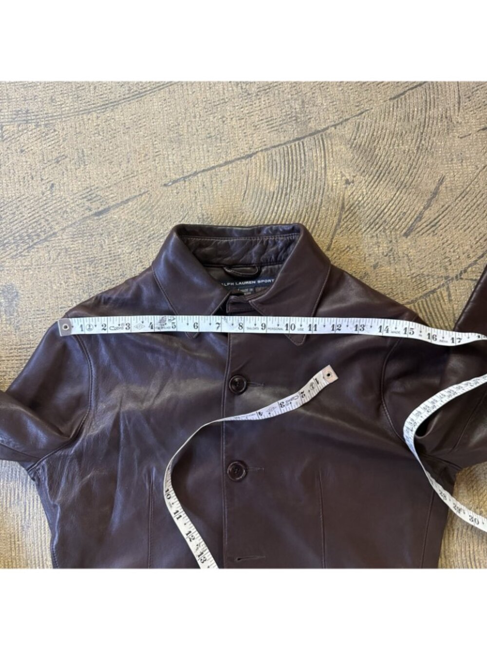 Vintage Polo Ralph Lauren Sport Cropped Brown Leather Jacket Size 8 - Picture 10 of 13